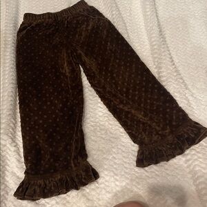 Brown Ruffled Velvet Pants Hannah Kate girls size 5